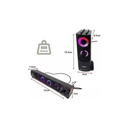 Parlante Pc Kp6040 Opcion Barra De Sonido Con Lus Led Y Usb
