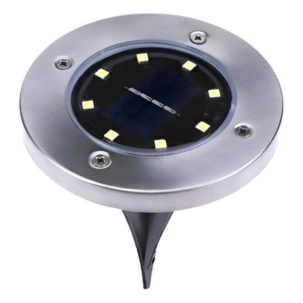 Foco Luz Solar Para Jardin Piso Embutir  8 Led  Blanco
