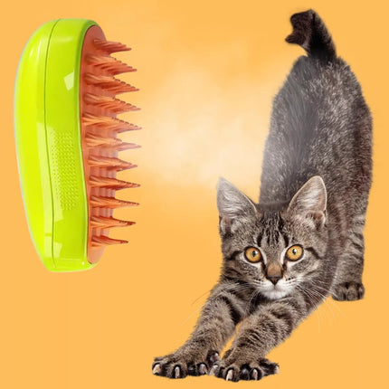 Cepillo De Vapor 3en1 Masajeador Para Mascotas Perros Gatos Color Verde Lima
