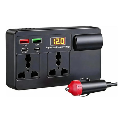 Convertidor Treqa Para Vehiculo Pd 30w Y 2 Tomas Ac 220v