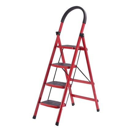 Escalera Plegable Roja Con 4 Escalones Anchos Antideslizante Rojo