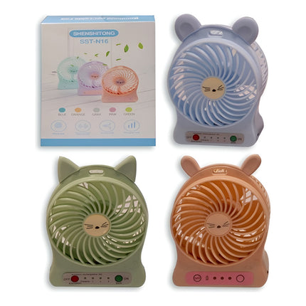 Ventilador De Escritorio Gatito Con Conexión Usb Y Batería R