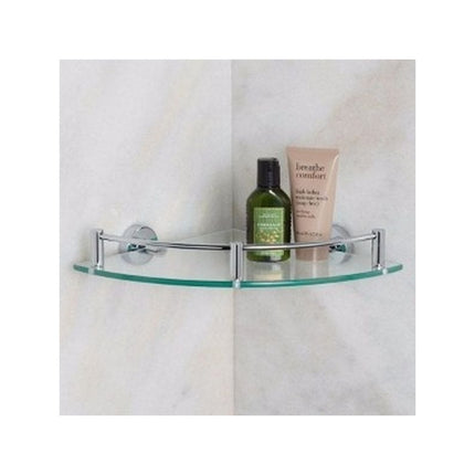 Repisa Esquinero De Vidrio Baño 23.5 Cms Radio Ducha Pared Plateado