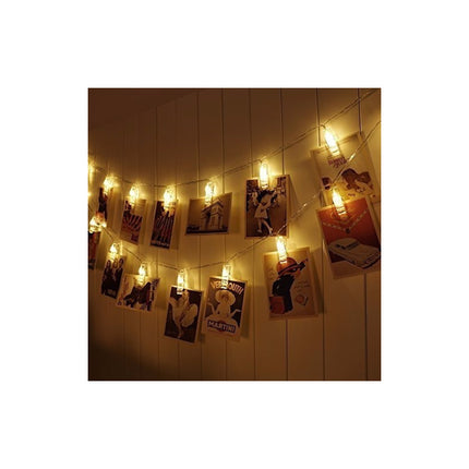Guirnalda 10 Luces Led Palillos Clips Fotos