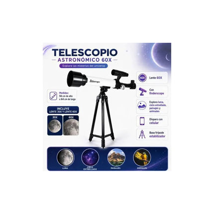 Telescopio Astronómico 60x Con Trípode Sp38976 Blanco