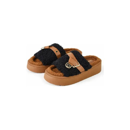 Pantuflas De Corderito Con Plataforma Cgs00783/4/5 Negro 36