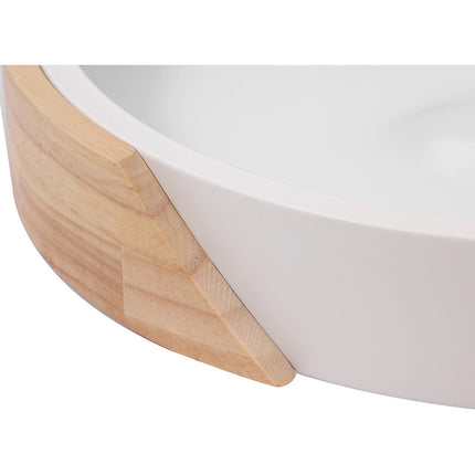 Plafon Led 30 Cm Metal Y Madera Luz Led Blanco  Frío Blanco