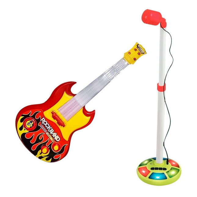Set De Micrófono Y Guitarra Con Luces Y Sonido 808a Bde