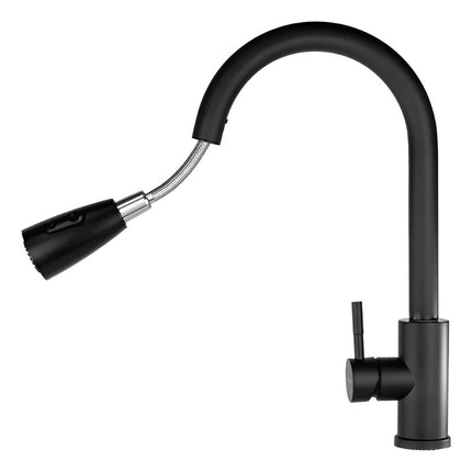 Canilla Monocomando Extensible Flexible  Negra Negro