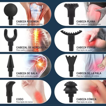 Masajeador Pistola Masajes Profesional Recargable 8 Punteros