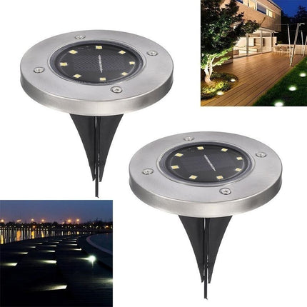 Foco Luz Solar Para Jardin Piso Embutir  8 Led  Blanco