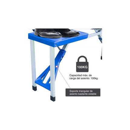 Mesa Plegable Para Camping Con Bancos Y Valija Incluida. Azul
