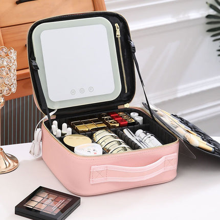 Neceser  Con Espejo Con Luz Usb Varias Reparticiones Bolso B