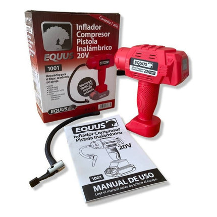 Inflador Compresor Pistola Inalámbrico 20v Rojo