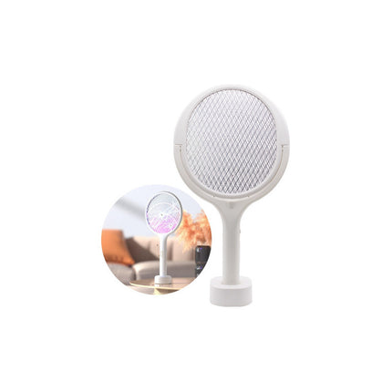 Raqueta Matamoscas Electrico Con Base Usb Inclinacion  Blanco