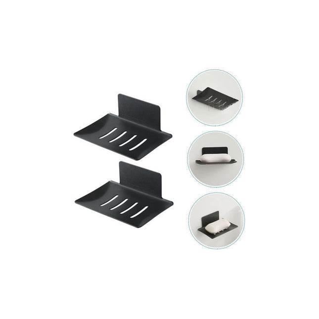 Jabonera Para Baño Premium Metal Autoadhesiva Premium Calida Negro