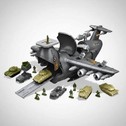 Set Militar Con Avión Porta Vehículos 35x35cm Ty372740a Avión