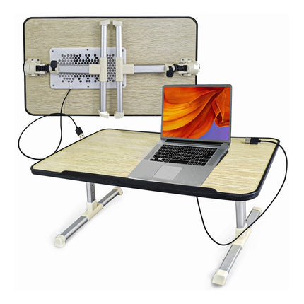Mesa Notebook  Con Ventilador Cooler Plegable Crema