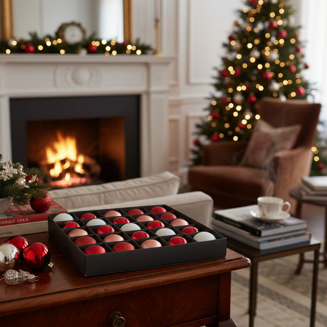 Chirimbolos Para Arbol De Navidad X 25 Unidades Blancas Rojas Y Fucsias