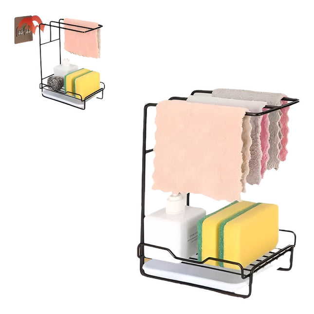 Escurridor Organizador De Esponjas Para Pileta Cocina Negro  Negro