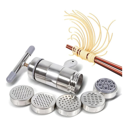 Maquina Manual Para Fideos Con 5 Cabezales Para Pastas  Plateado
