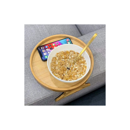 Bandeja Soporte Posa Vasos Para Sillón - Bambu - Plegable Marrón Claro
