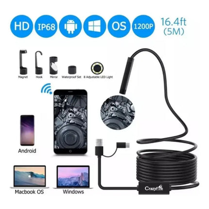 Cámara Endoscópica Usb A Micro Usb Y Tipo C Con Luz 5 M
