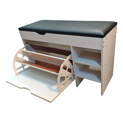 Mueble Banco Con Zapatera De Mdf, Estantes Y Organizador