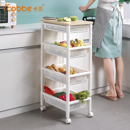 Rack Plastico 4 Estantes Con Ruedas Rosa