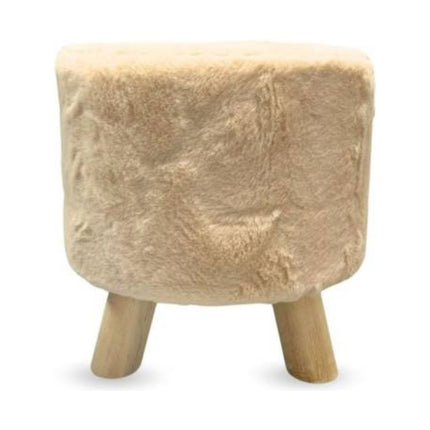 Banco Puff Redondo Con Patas De Madera 30x30cm
