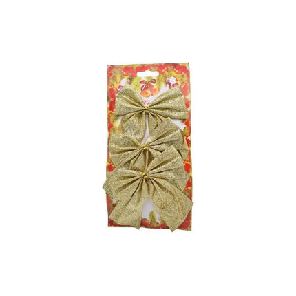 Moñas Navideñas X 3 Unidades 10x12cm. Dorado