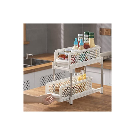 Organizador Bajo Mesada Cocina Fregadero Estante Deslizable Blanco
