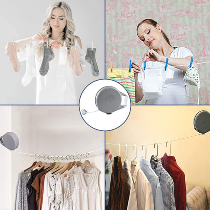 Tendedero Retractil Colgador Ropa Pared  Lineal 12 Metros  Gris Oscuro