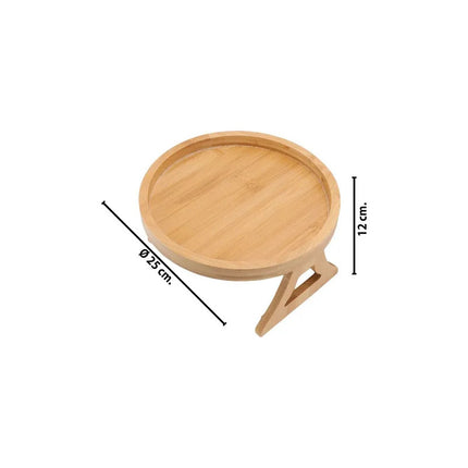 Bandeja Soporte Posa Vasos Para Sillón - Bambu - Plegable Marrón Claro