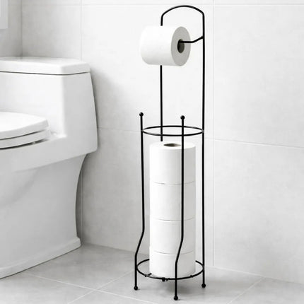Soporte Porta Rollos De Papel Higiénico 65x15cm. Negro Negro