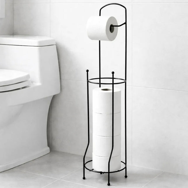 Soporte Porta Rollos De Papel Higiénico 65x15cm. Negro Negro