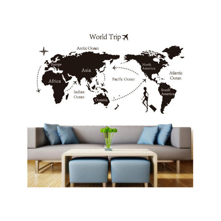 Vinilo Adhesivo Mapamundi 59 X 104cm  Jthog287 Negro