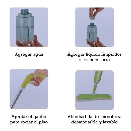 Mopa Trapeador Spray Microfibra Lavable Lampazo Giratorio