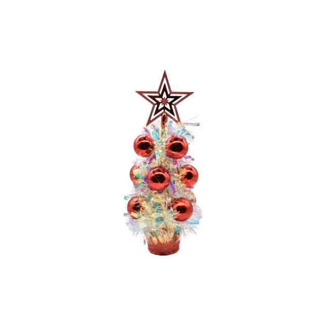 Mini Arbol De Navidad Decorado 32cm Rojo