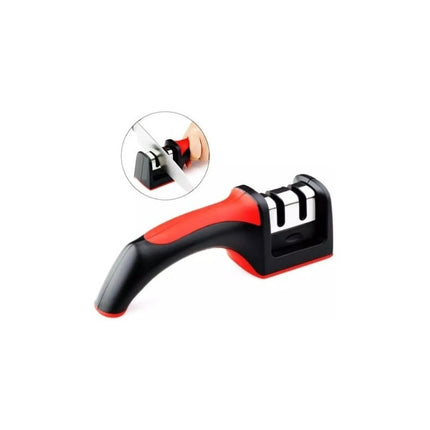 Afilador De Cuchillos Tijeras Manual  Rojo Y Negro