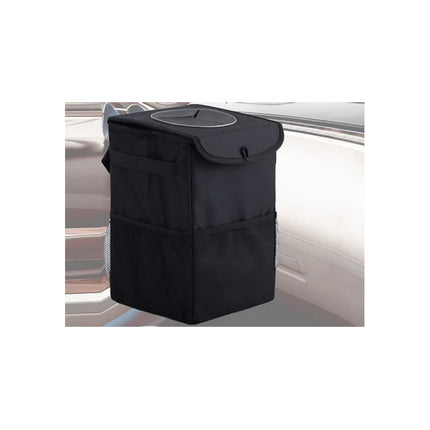 Tacho De Basura Con Tapa Para Auto Y Organizador 2 En 1 Negro