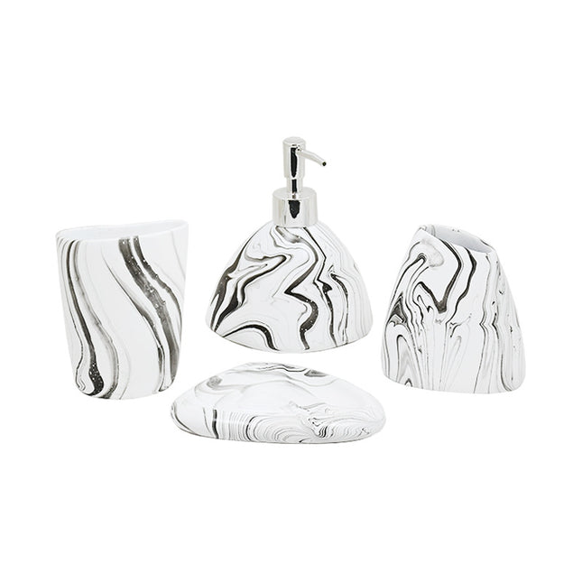 Juego Ceramico Para Baño 4pz Marmolado Lh-3645