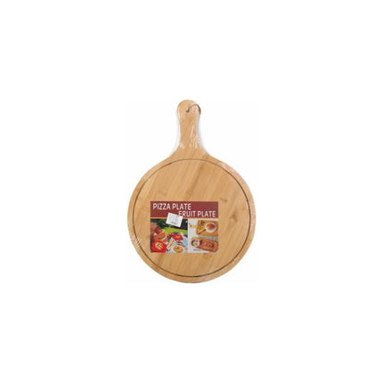 Tabla Redonda Madera Bamboo C/mango Pizza Parrilla 50x35x1cm A