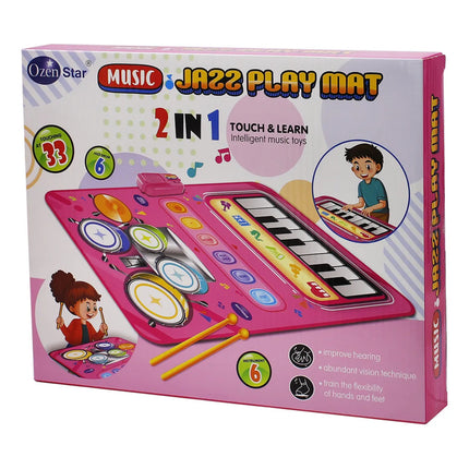 Alfomba Manta Musical Bateria Y Piano 2 En 1 Rosa Chicle
