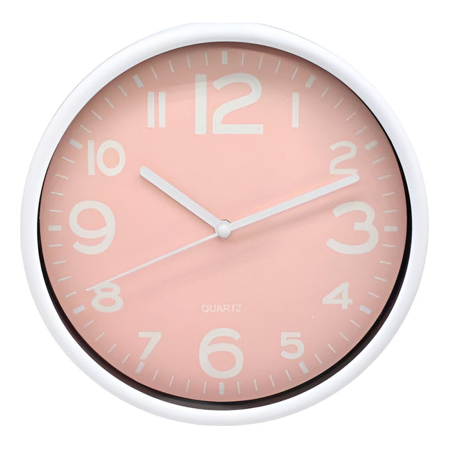 Reloj De Pared Colores Varios  19x4cm Blanco Rosa Claro