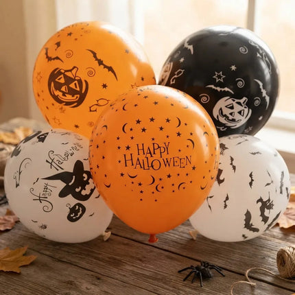 Globo Halloween X 100 Unidades Negro Y Naranja