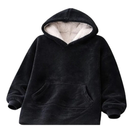 Buzo Poncho Adulto Plush Con Capucha Xxxl Negro