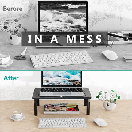 Base Soporte Stand Monitor Notebook Elevador Regulable  Negro