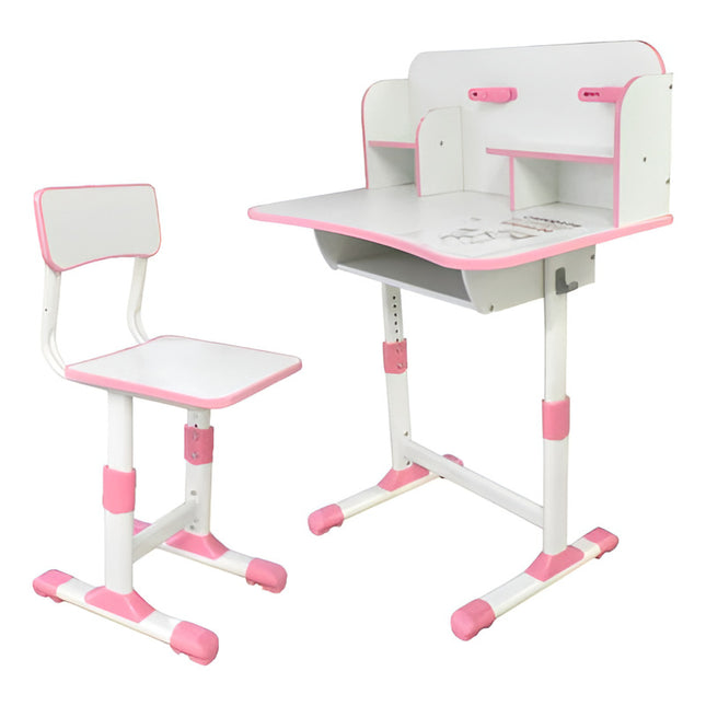 Escritorio De Estudio Con Silla Altura Regulable Rosa Rosa