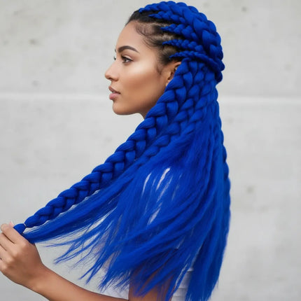 Trenza Azul De Pelo Sintético 55cm Cas00186 Azul
